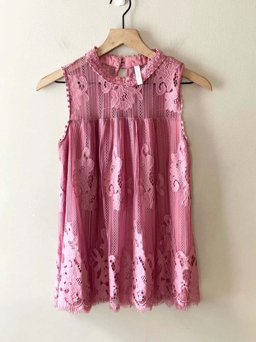 XHILARATION Pink High Neck Lace Tunic